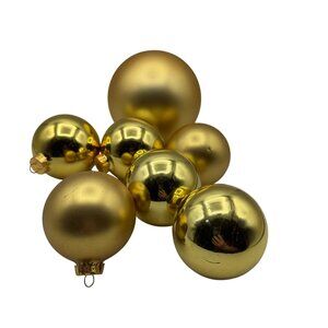 Gold Christmas Tree Ornament Set Of 6 In Various Sizes Shiny & Matte Finish